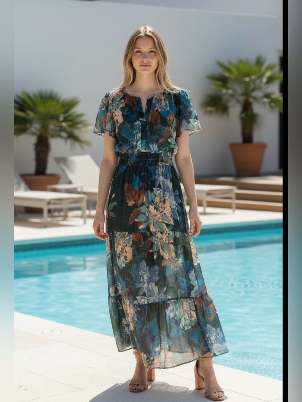 Nicole Miller New York Floral Midi Dress Medium